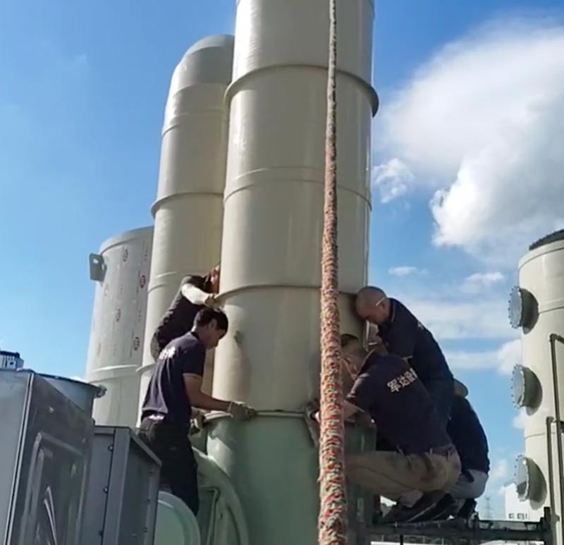 Instalação de torre de gás de exaustão para linha de produção de galvanoplastia Junda
